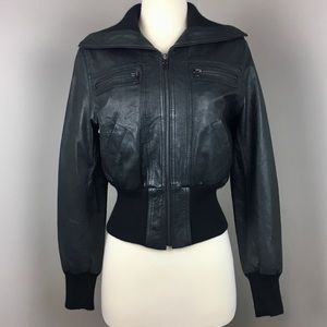 Moda International Leather Moto Jacket Black XS